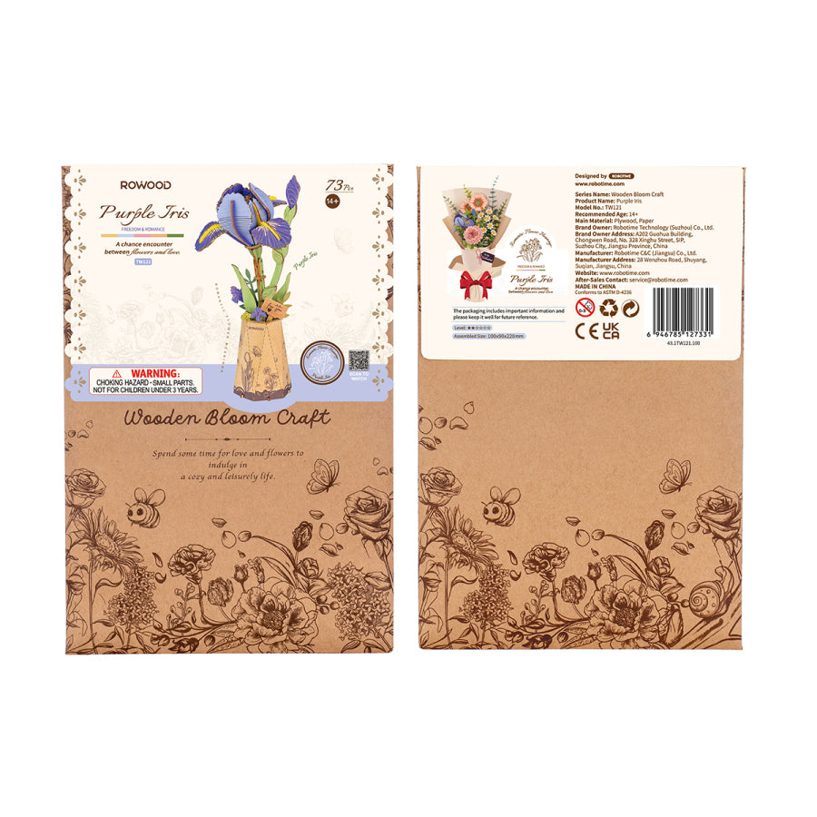 Robotime Rowood Purple Iris - DIY Flower Wooden 3D Puzzle