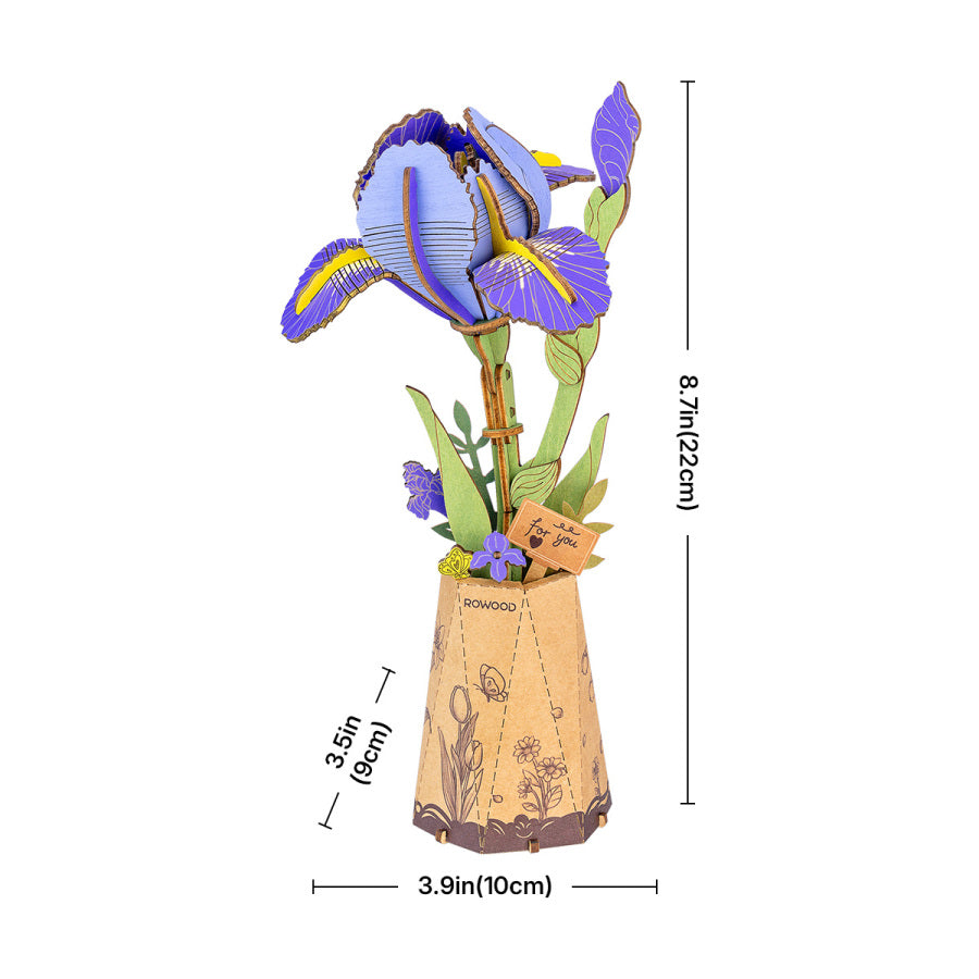 Robotime Rowood Purple Iris - DIY Flower Wooden 3D Puzzle
