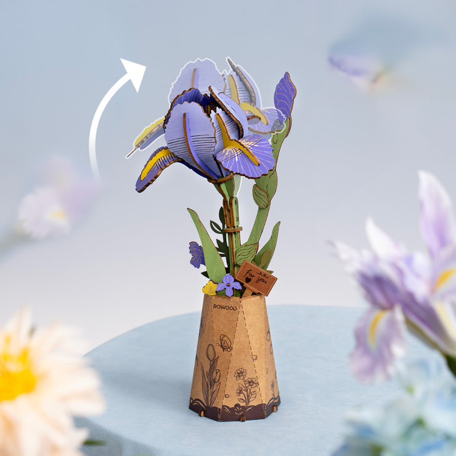Robotime Rowood Purple Iris - DIY Flower Wooden 3D Puzzle