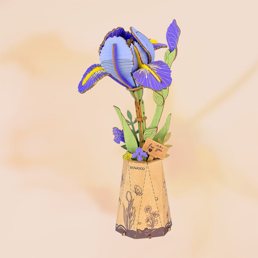 Robotime Rowood Purple Iris - DIY Flower Wooden 3D Puzzle