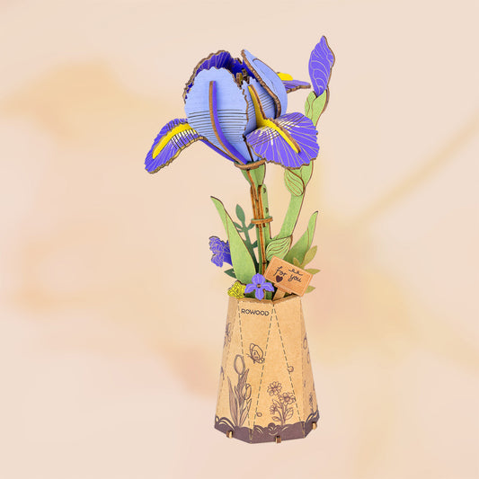 Robotime Rowood Purple Iris - DIY Flower Wooden 3D Puzzle
