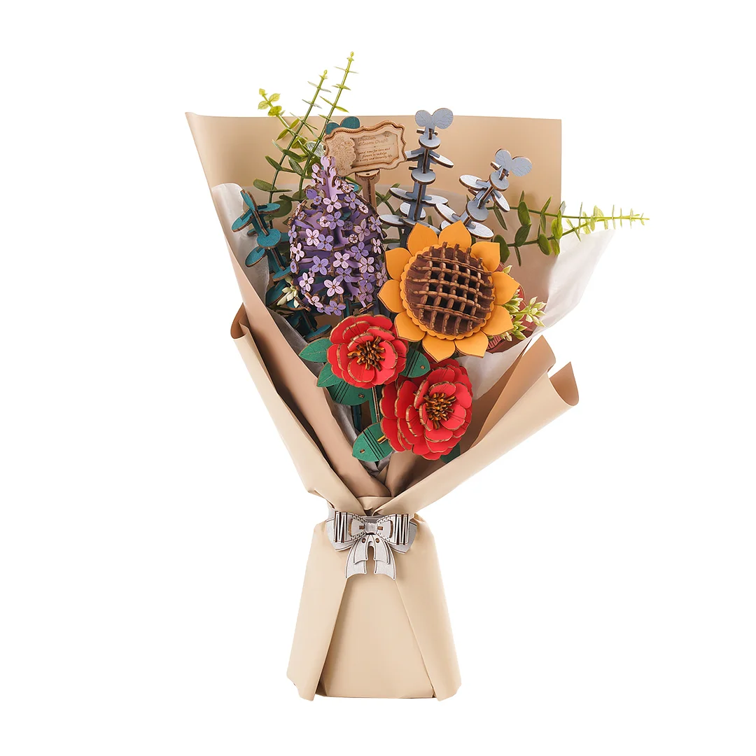 Robotime Rowood Diy Wooden Flower Bouquet 3D Puzzle Tw01H Dropship