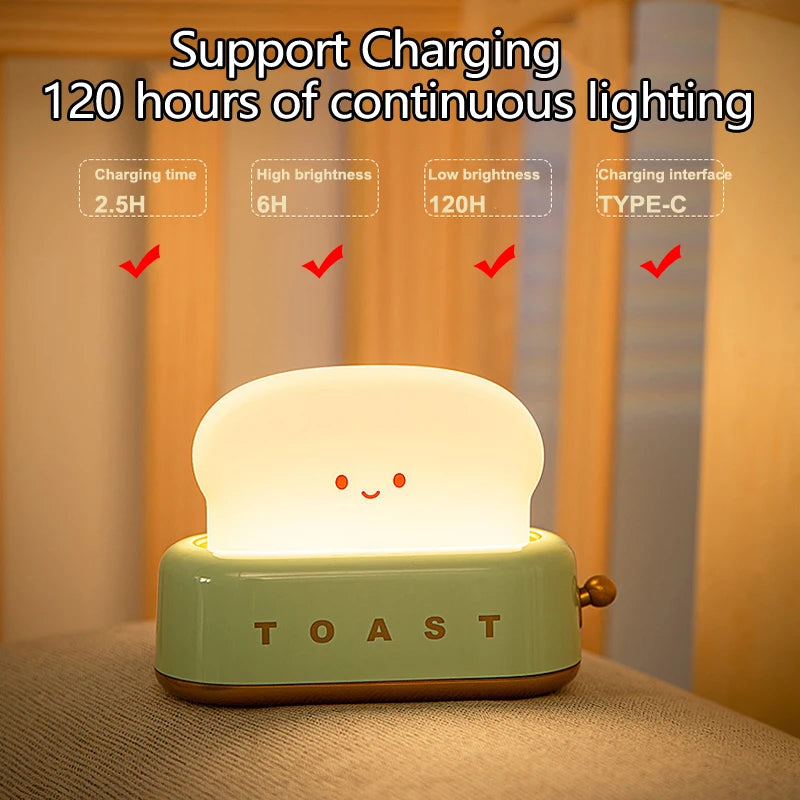 Toast Rechargeable LED Night Light Lamp