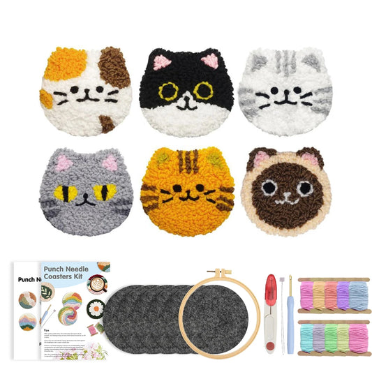 DIY Punch Needle Cat Coasters Kit