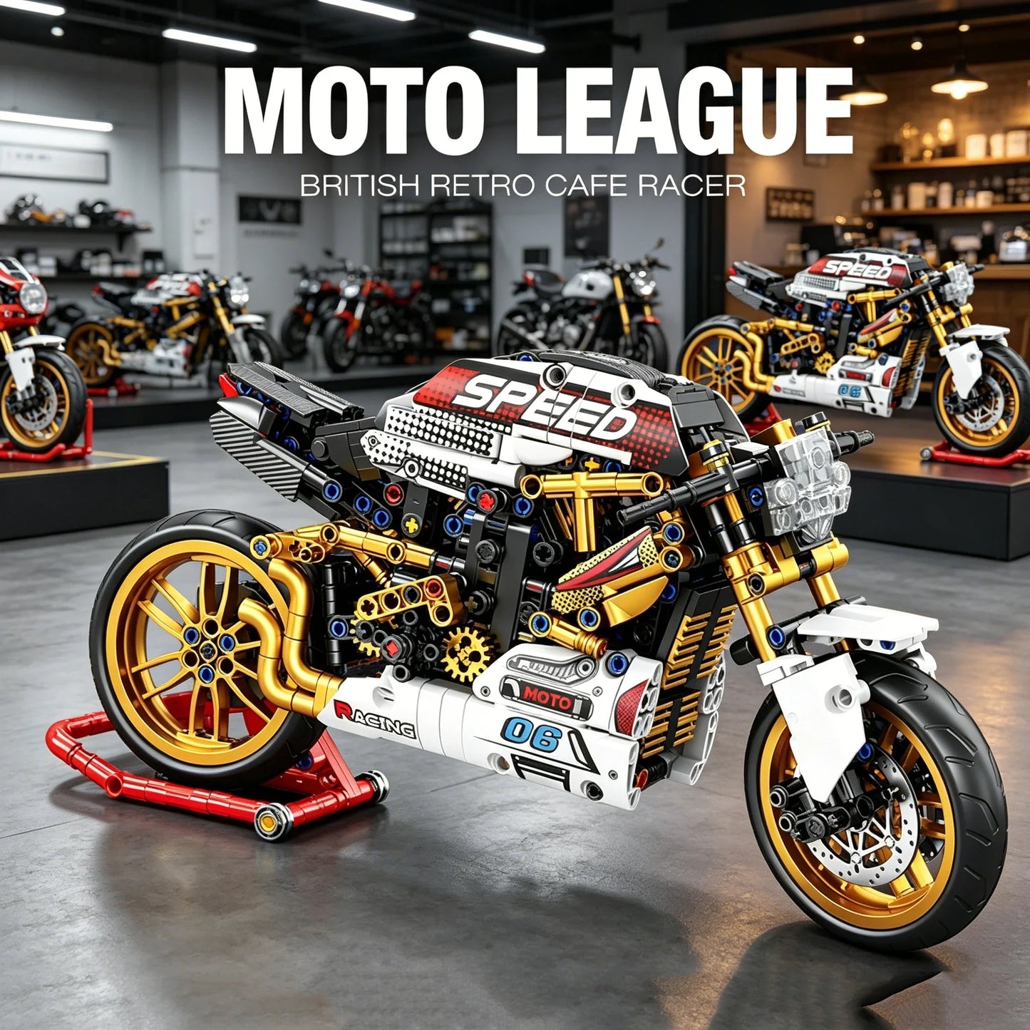 Reobrix 795PCS Retro Cafe Racer Motorbike Building Block