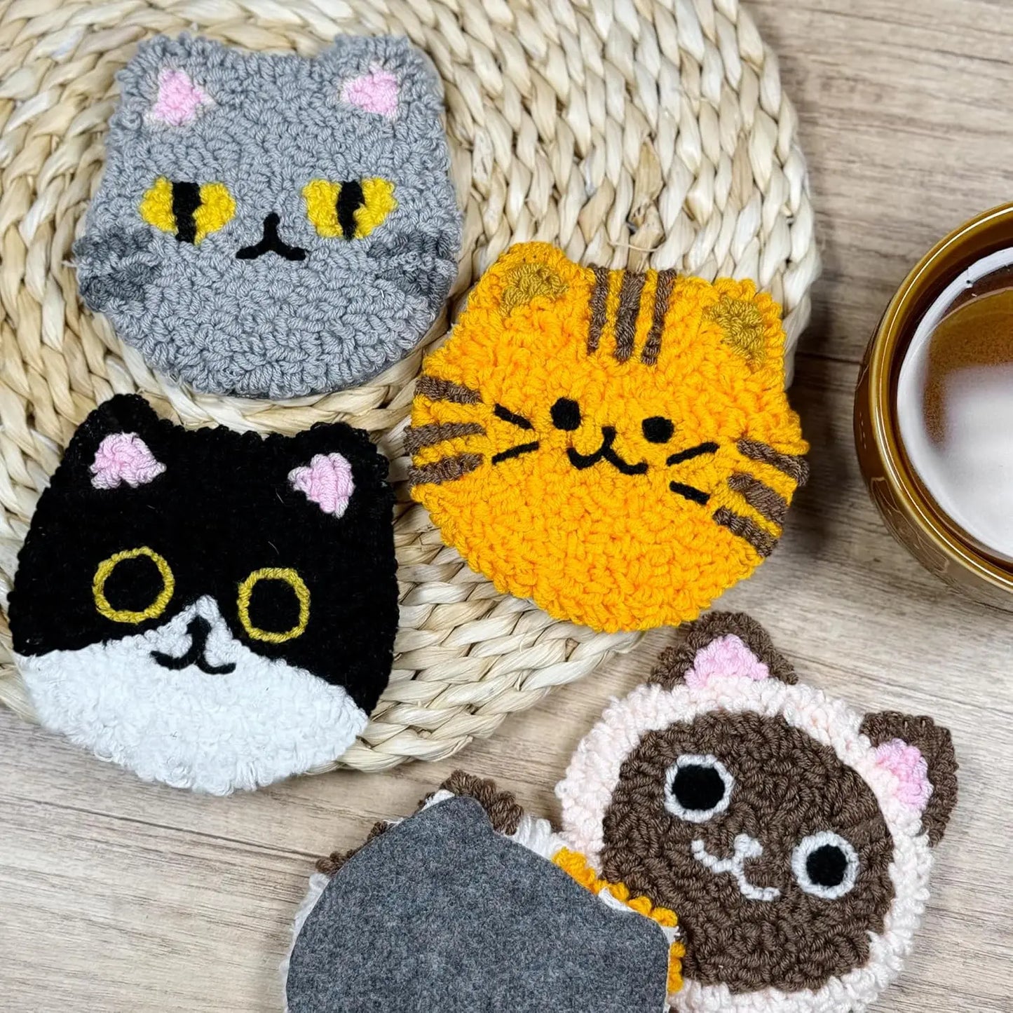 DIY Punch Needle Cat Coasters Kit
