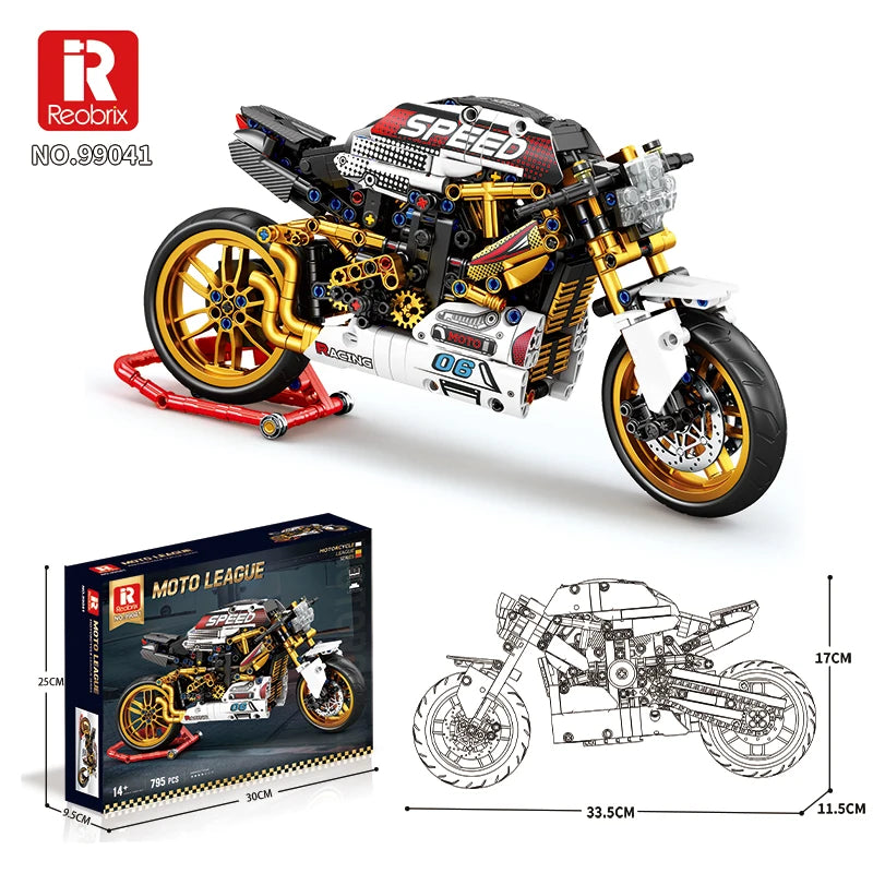 Reobrix 795PCS Retro Cafe Racer Motorbike Building Block