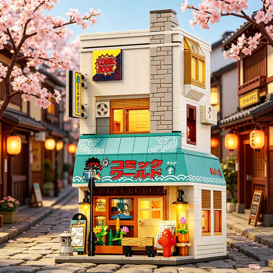 Reobrix 1272PCS Bookstore Building Blocks Japanese Street Scene