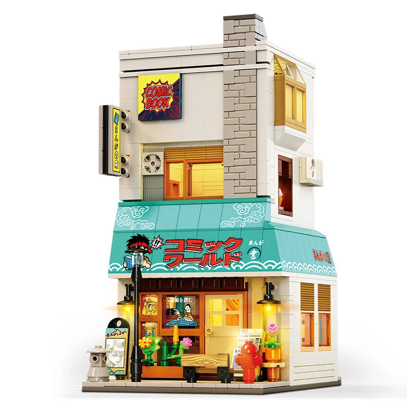Reobrix 1272PCS Bookstore Building Blocks Japanese Street Scene