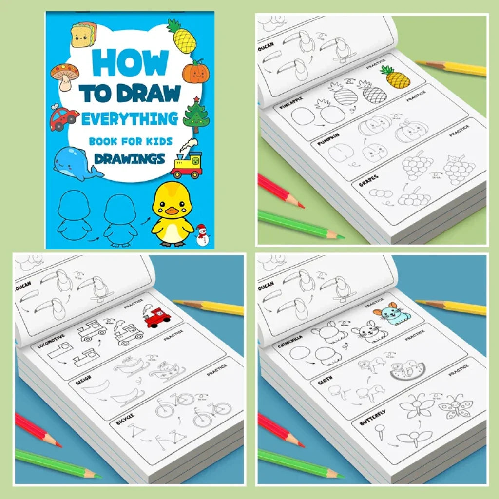 Art Learning Book - How to Draw Everything with Simple Steps - Blue
