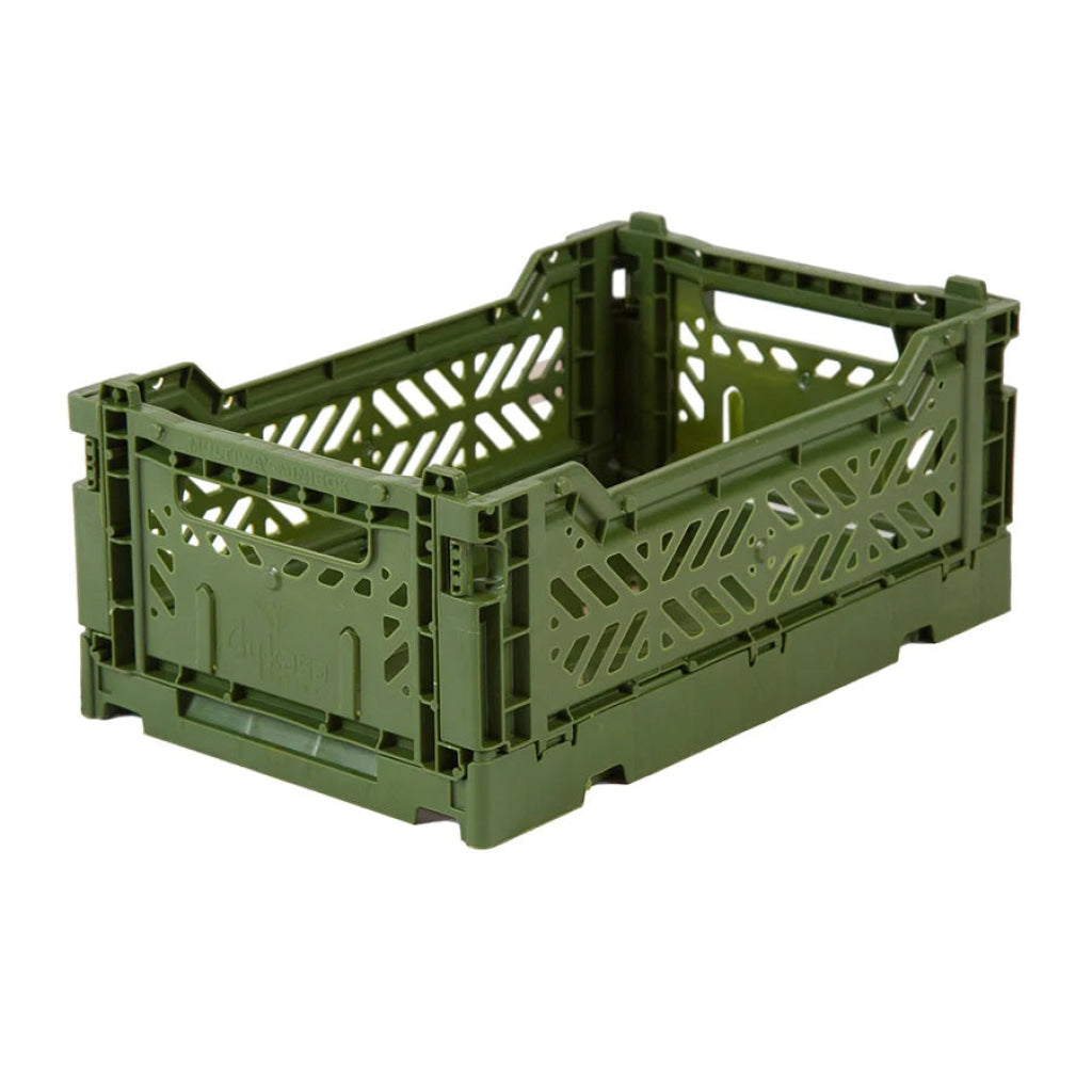 Aykasa Folding Minibox Colour Crate - Khaki Green - Storage
