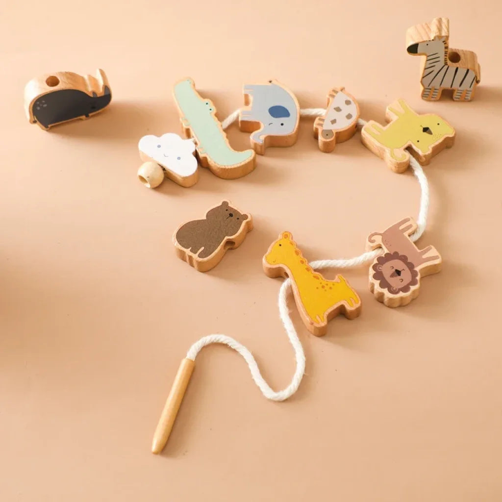 Baby Animal Threading Toys Wooden Stacking
