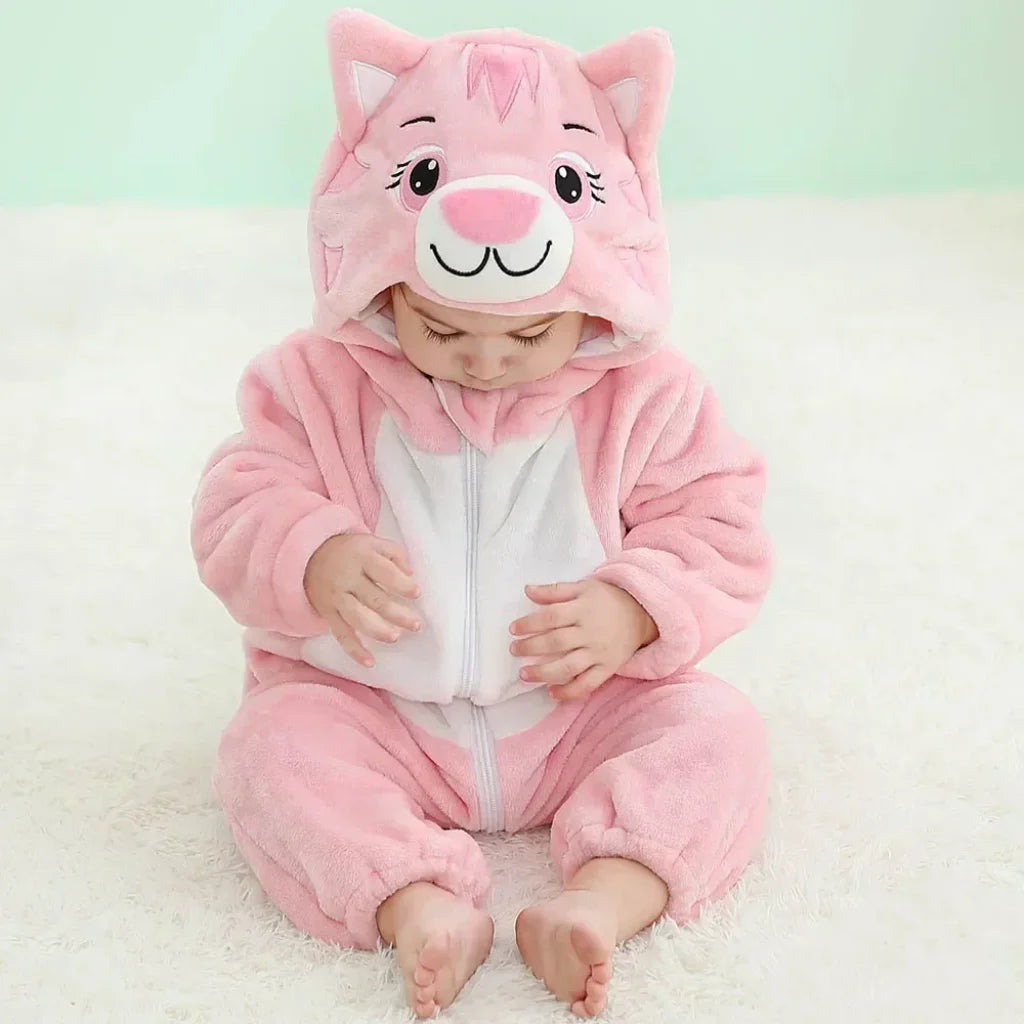 Baby Onesie Animal Costume Winter Flannel Jumpsuit V1 Cat / 30-36 Months(120)