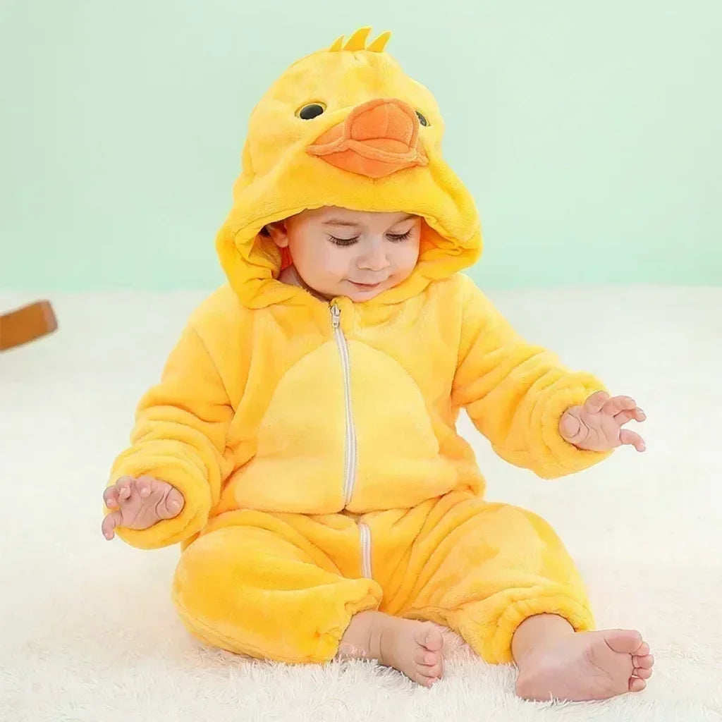 Baby Onesie Animal Costume Winter Flannel Jumpsuit V1 Duck / 30-36 Months(120)