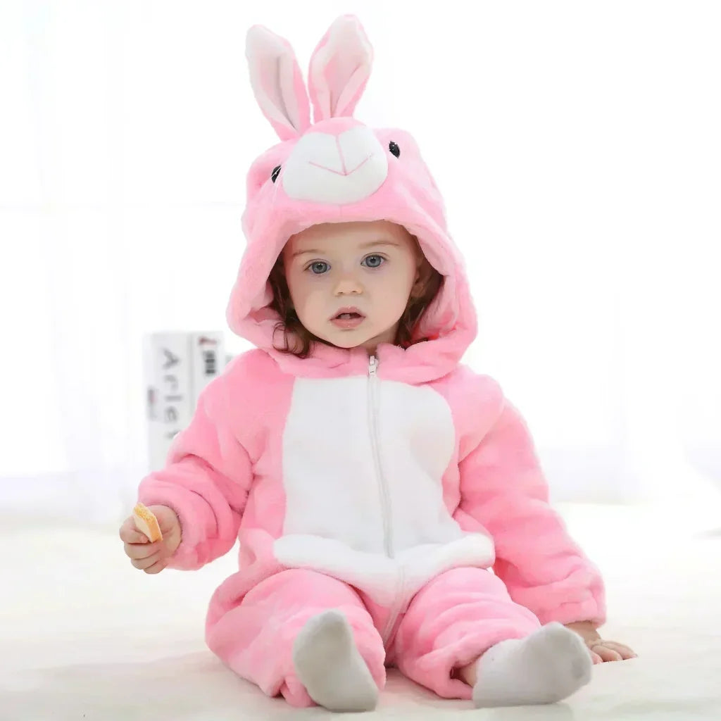 Baby Onesie Animal Costume Winter Flannel Jumpsuit V3