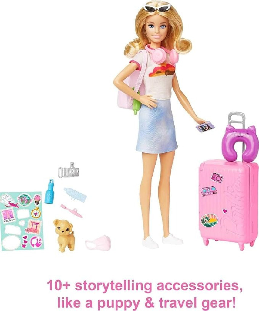 Barbie Doll & Accessories Travel Set with Puppy - Barbie