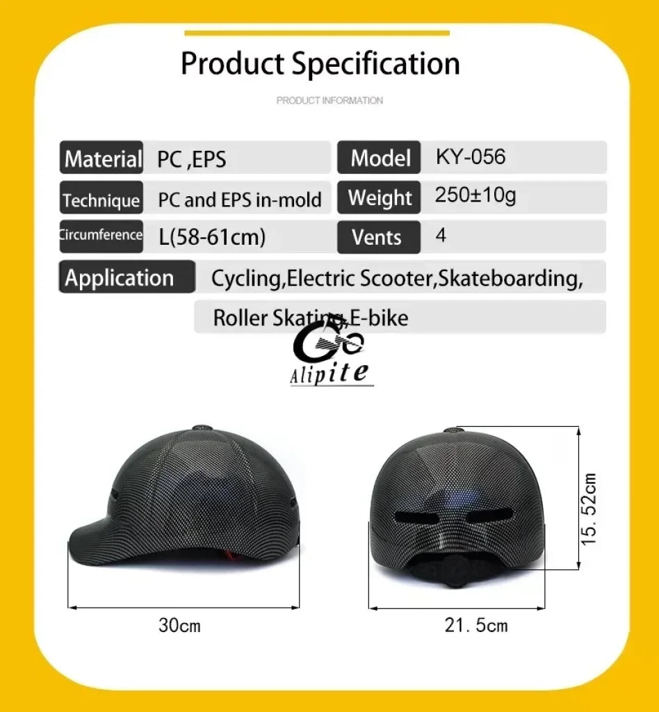 Baseball Cap Safety Helmet Black
