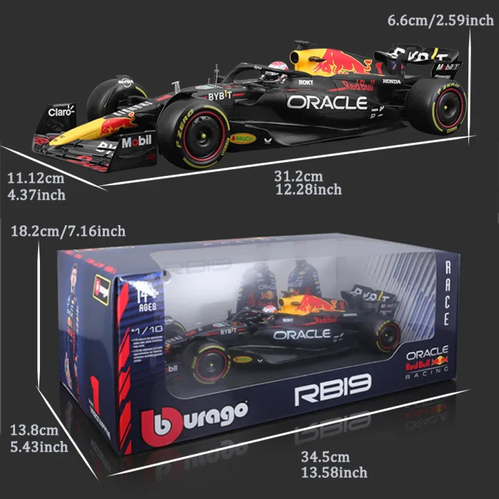 Bburago 1:18 2023 Red Bull Rb19 F1 Racing Model Champion World Max Verstappen Diecast Alloy