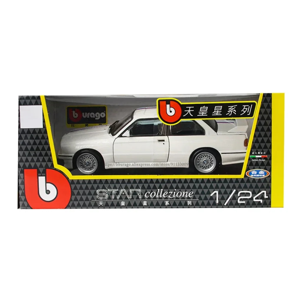Bburago 1:24 White Bmw M3 (E30) 1988 Alloy Model Car Luxury Vehicle Diecast