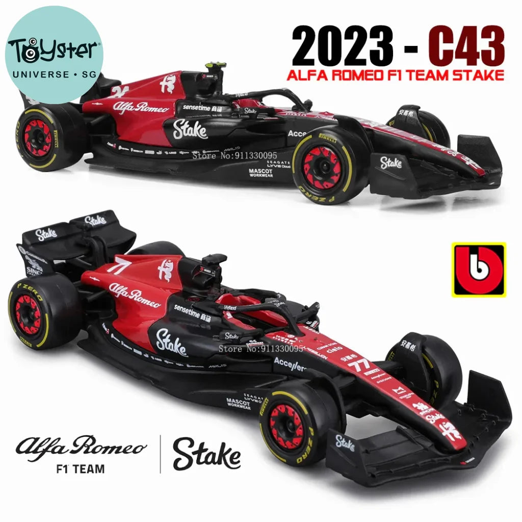 Bburago 1:43 Alfa Romeo F1 Team Stake 2023 C43 #24 Zhou Guanyu #77 Valtteri Bottas Alloy Car Die