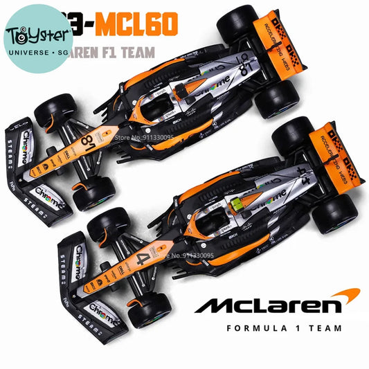 Bburago 1:43 P2 British Gp Mclaren F1 Mcl60 2023 #4 Lando Norris #81 Oscar Piastri Alloy Car Die