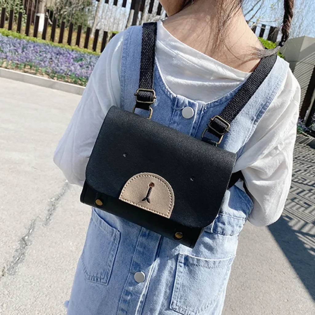 Bear Backpack Bag Pu Leather