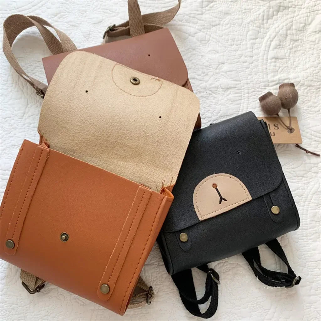 Bear Backpack Bag Pu Leather