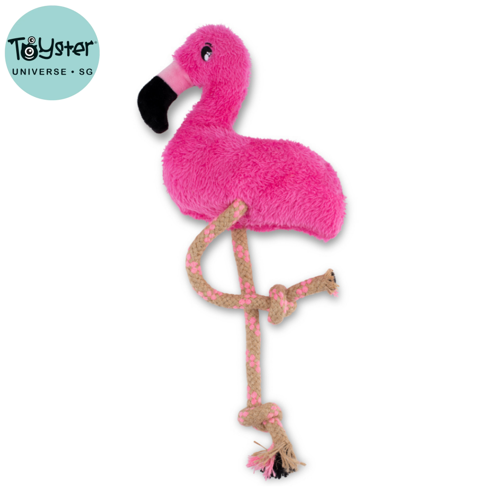 Beco Dog Toy Flamingo – Squeaky Rope Legs Made from Recycled Materials - Dog Toys