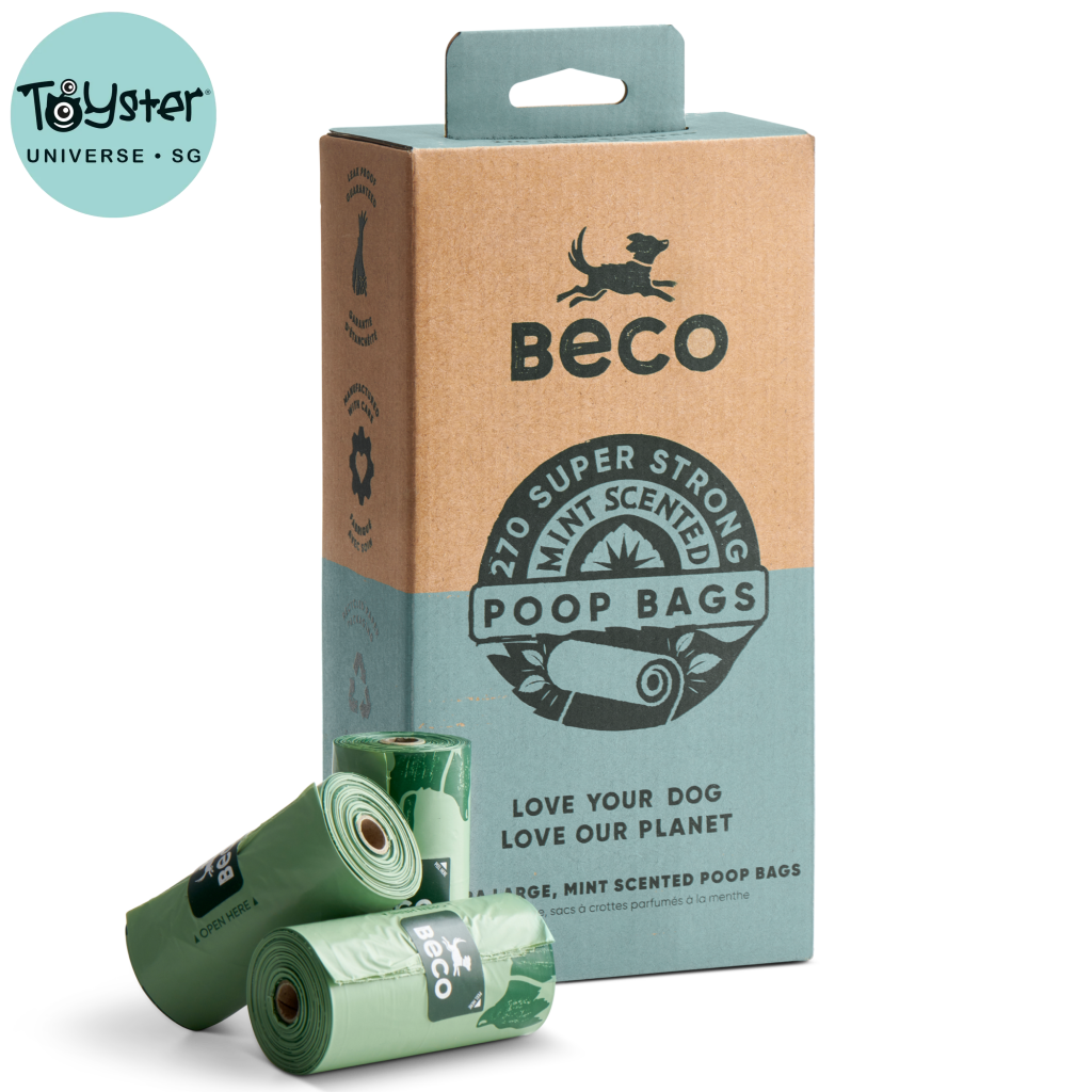 Beco Poop Bags Mint Scented – Big Strong Leak-Proof 100% Recycled Plastic