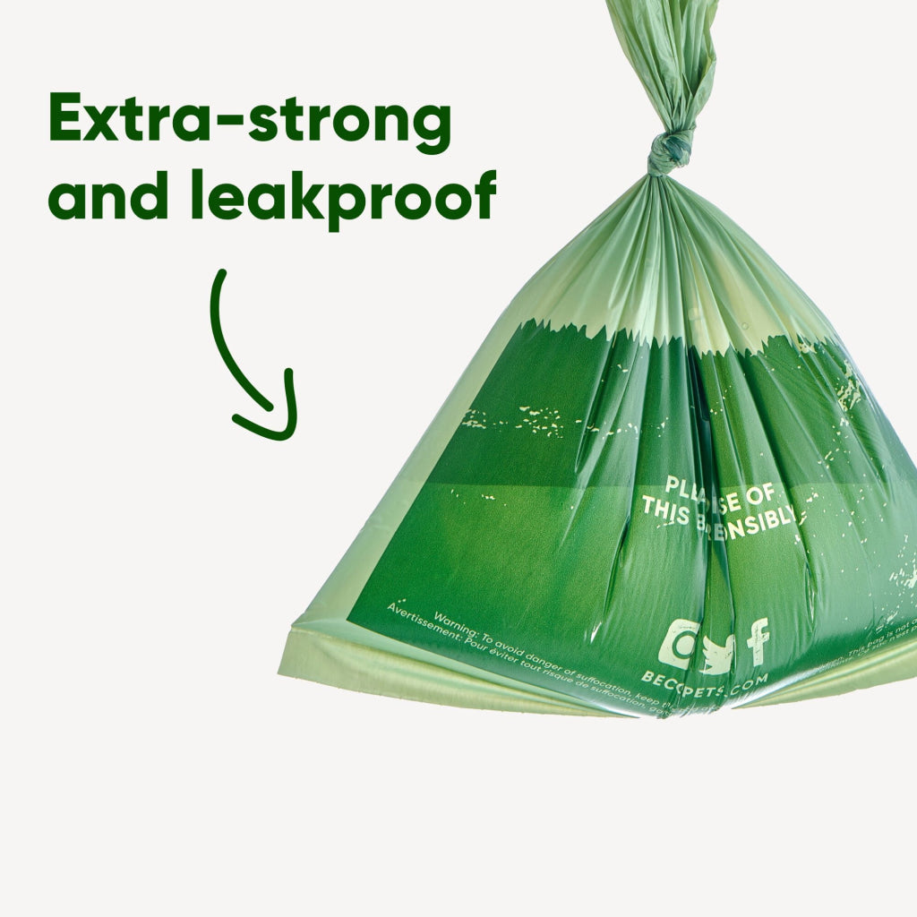 Beco Poop Bags Unscented – Big Strong Leak-Proof Made from 100% Recycled Plastic