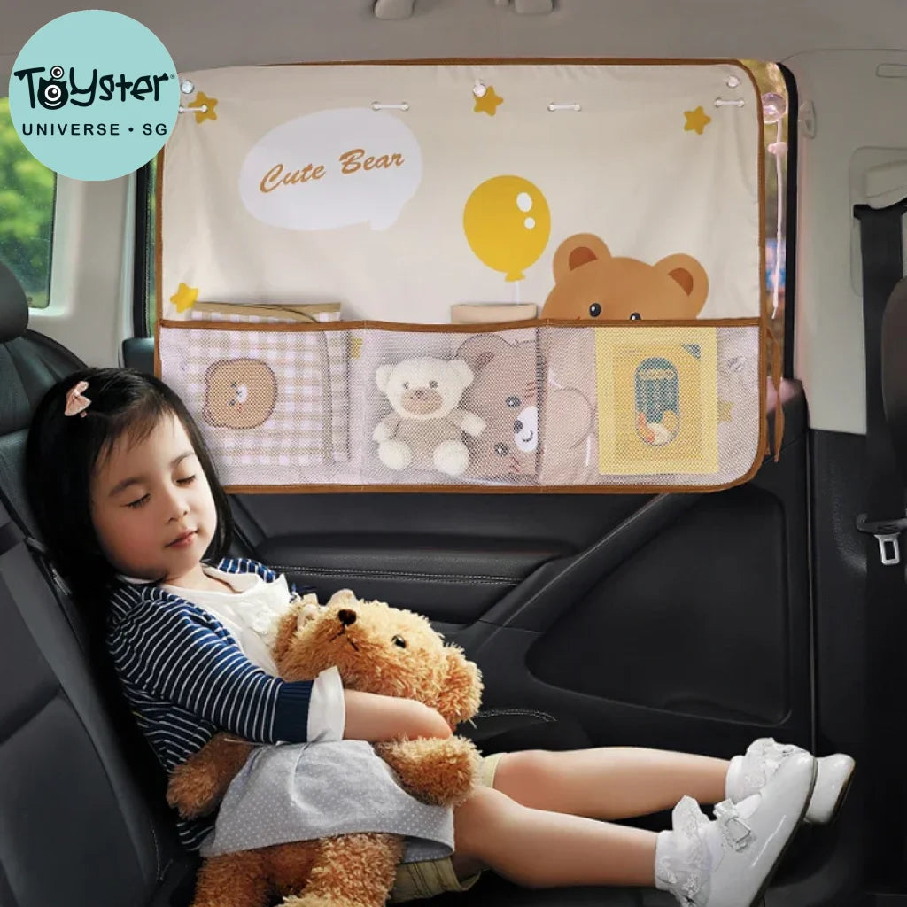 Bunny Bear Car Sunshade Cover With Pockets 50*70Cm