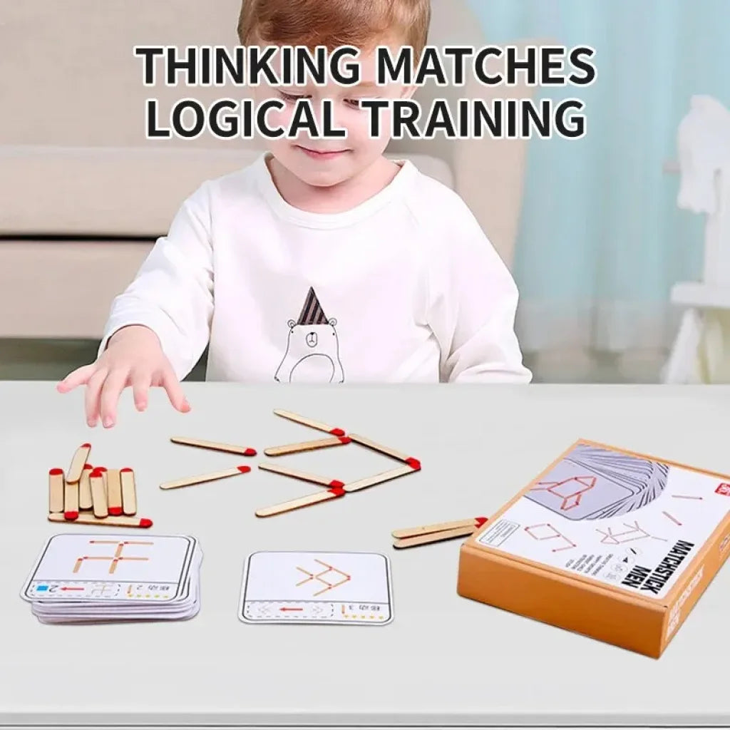Children’s Wooden Match Game Stick Geometric Logic Thinking