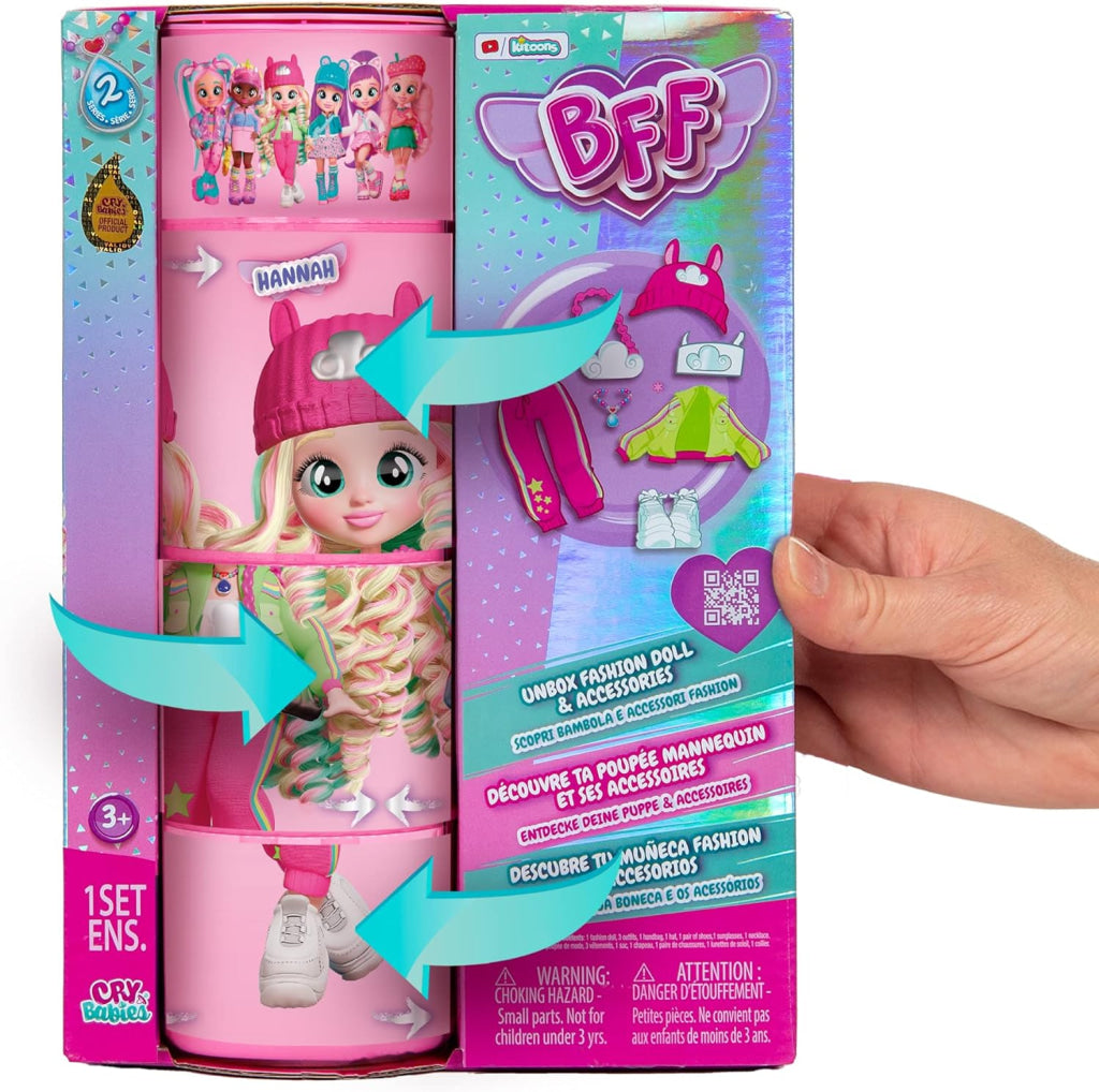 Cry Babies Bff Hannah Fashion Doll With 9 + Surprises