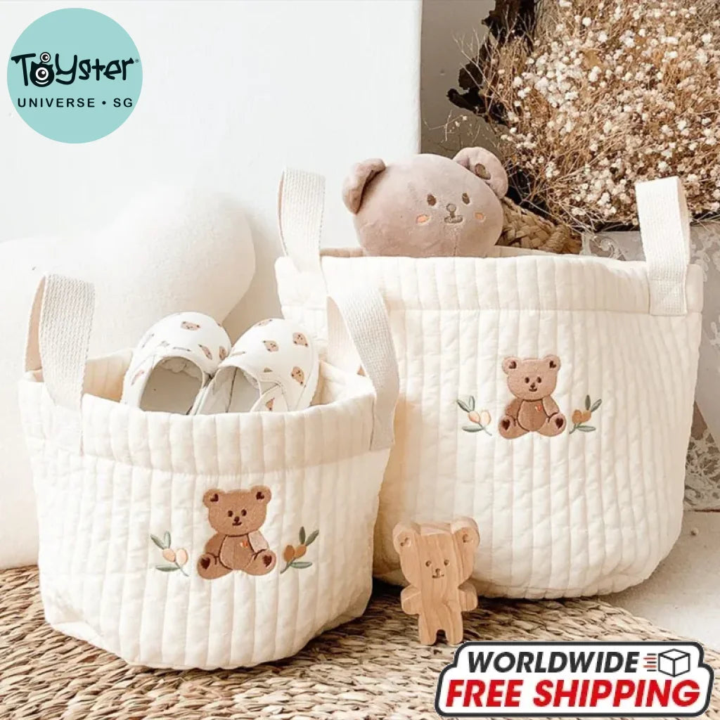 Cute Bear Embroidery Diaper Organizer