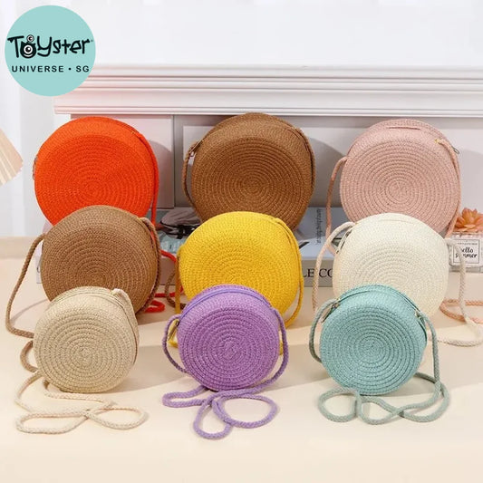 Cute Round Cake Woven Crossbody Bag