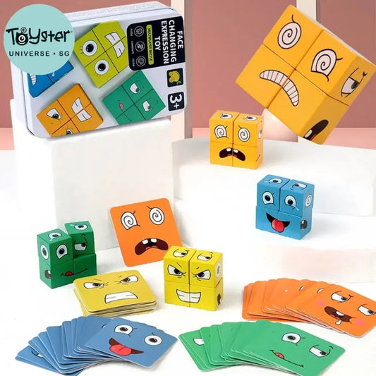 Face-Changing Rubik Cube Building Blocks
