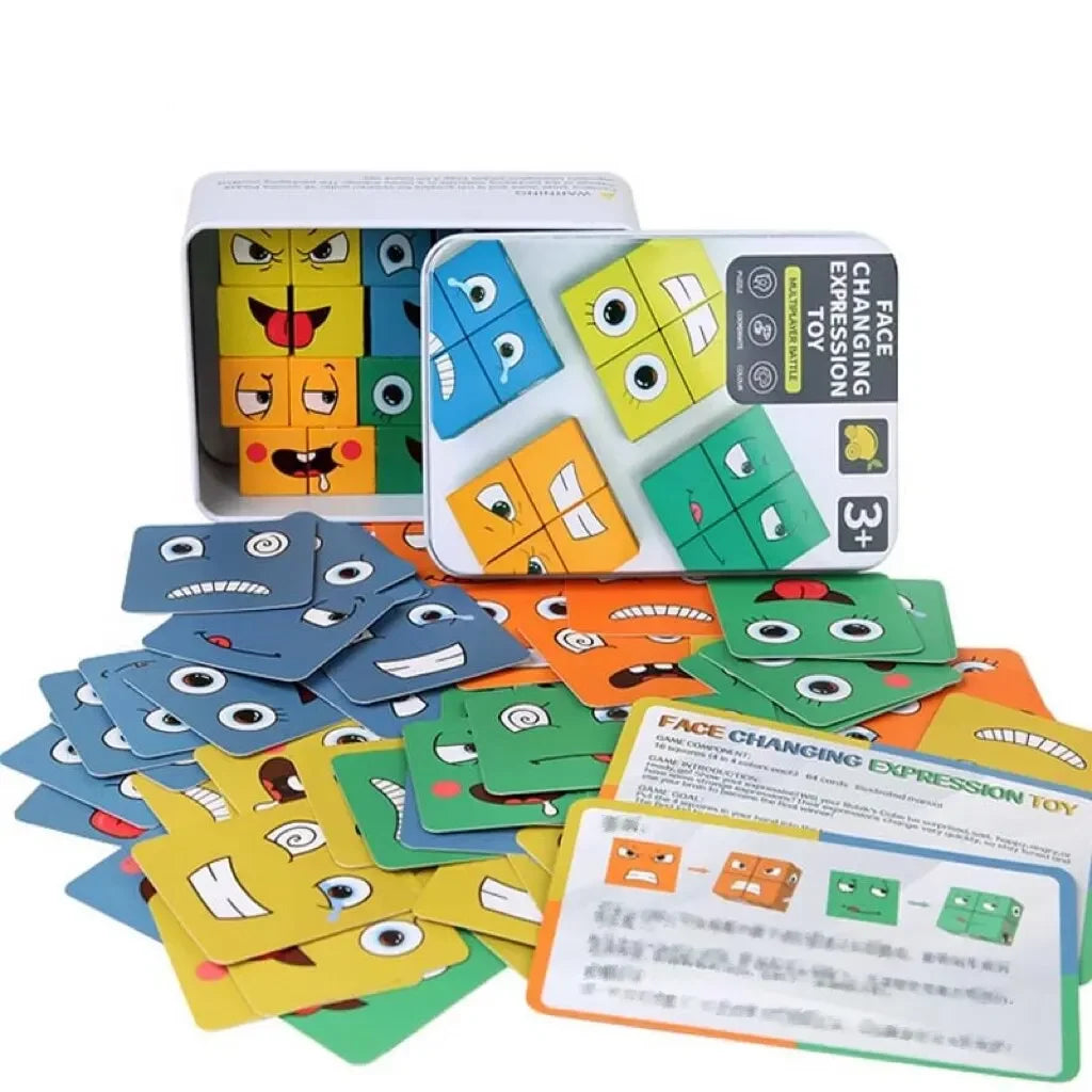 Face-Changing Rubik Cube Building Blocks