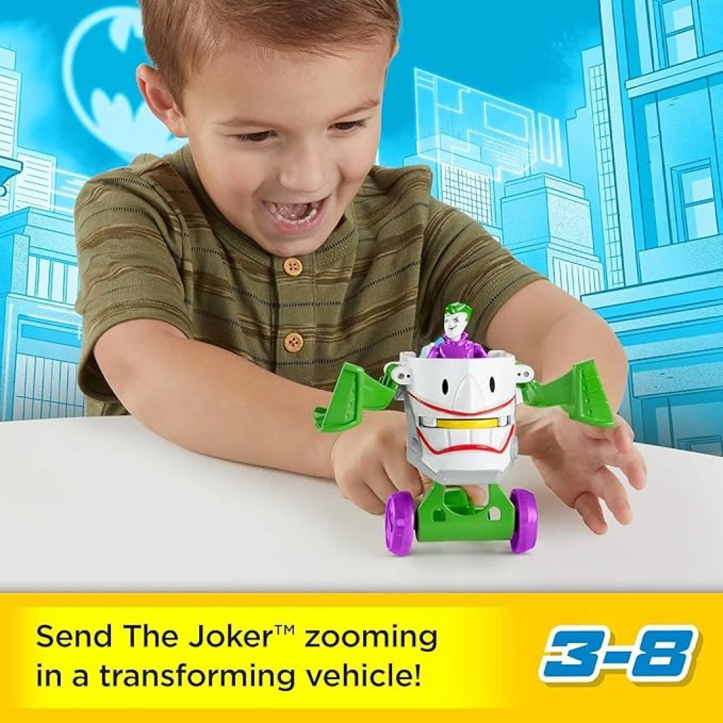 Fisher Price Imx Dc Head Shifters Joker Figure And Laff Mobile Transforming Vehicle