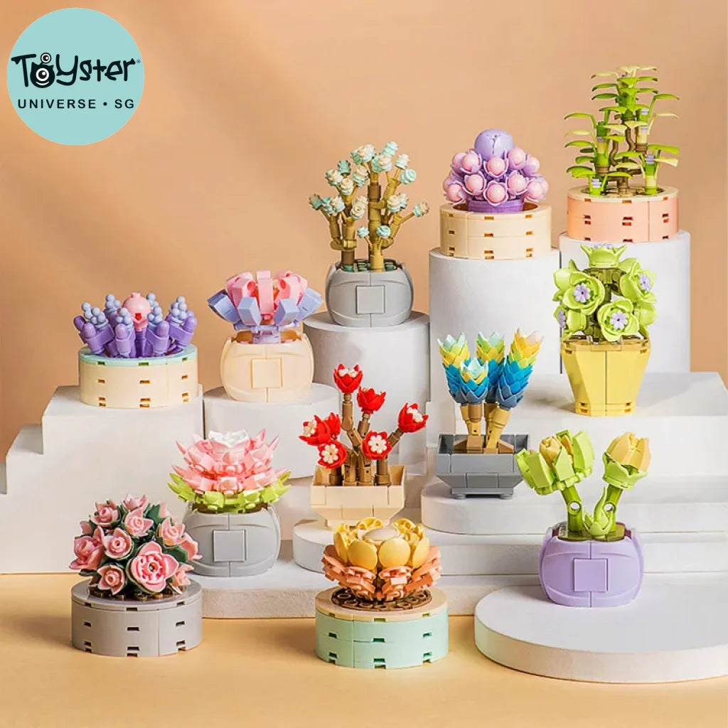Flower Building Blocks Toys Succulent Potted Diy Plants