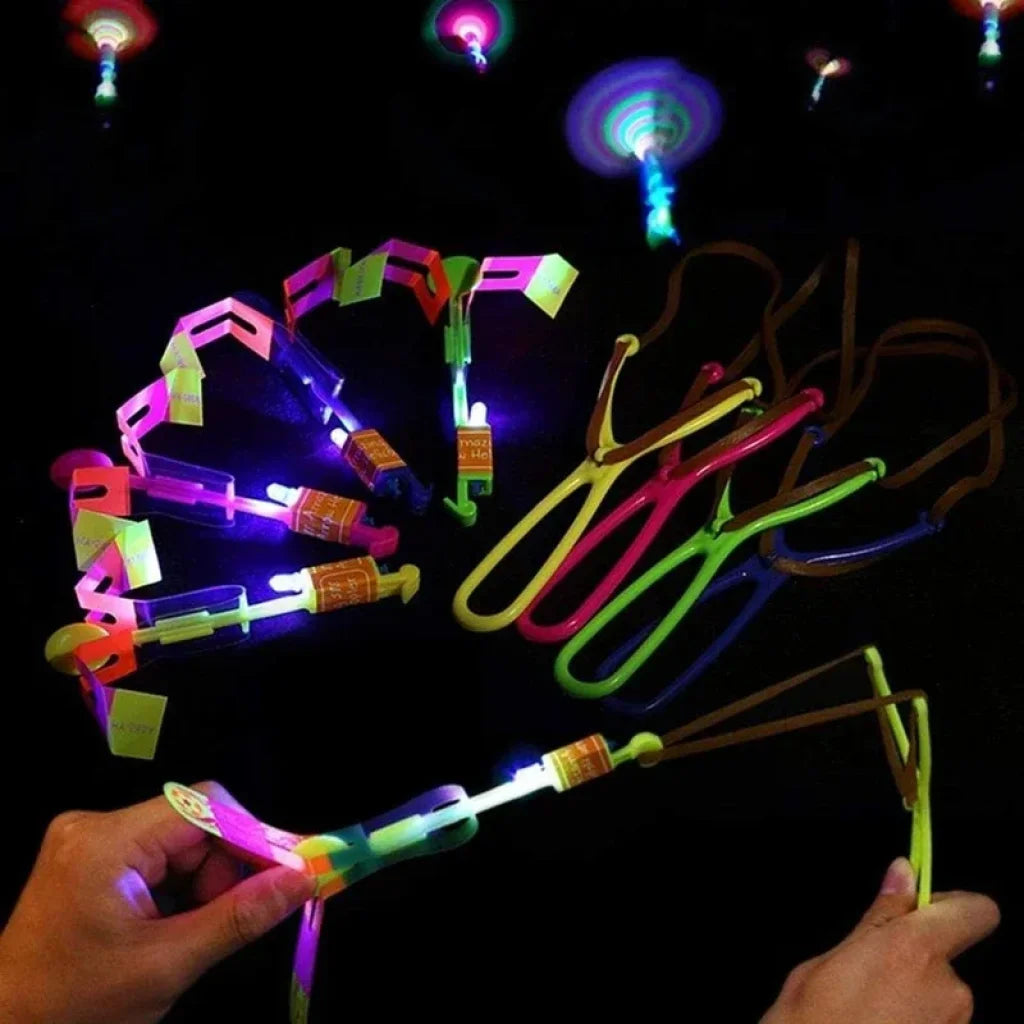 Flying Toy Led Light Toys Party Fun Gifts Rubber Band Catapult