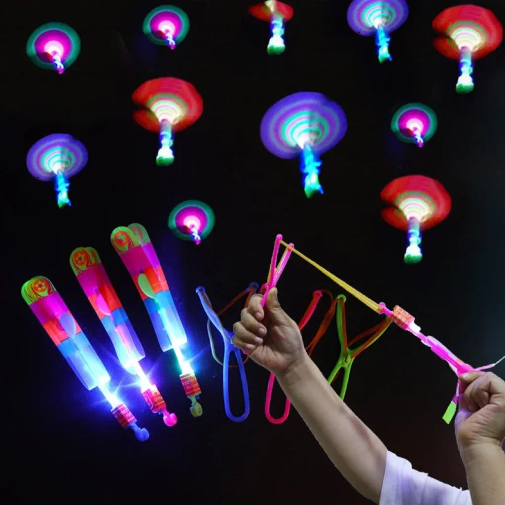 Flying Toy Led Light Toys Party Fun Gifts Rubber Band Catapult