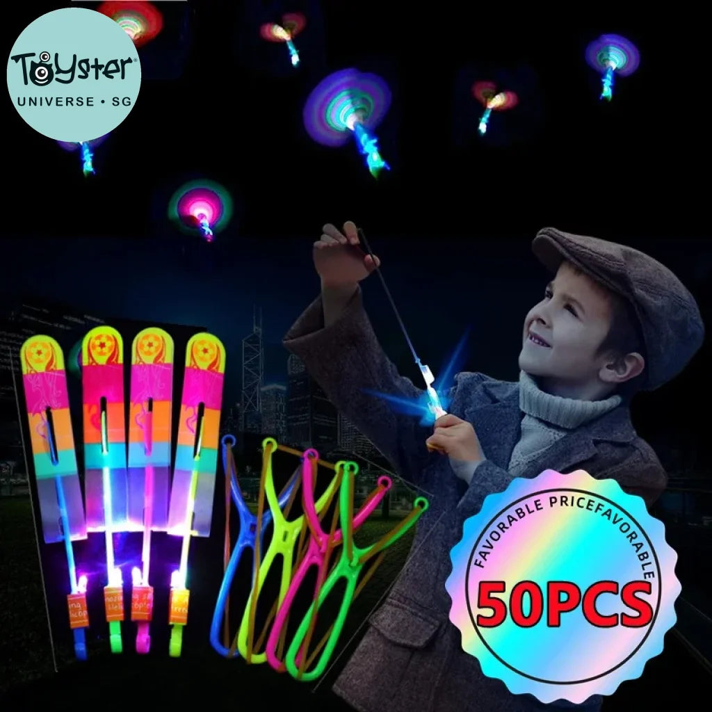Flying Toy Led Light Toys Party Fun Gifts Rubber Band Catapult