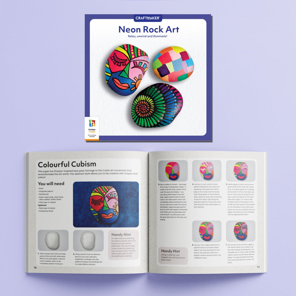 Hinkler Craft Maker Neon Rock Art Kit Hinkler