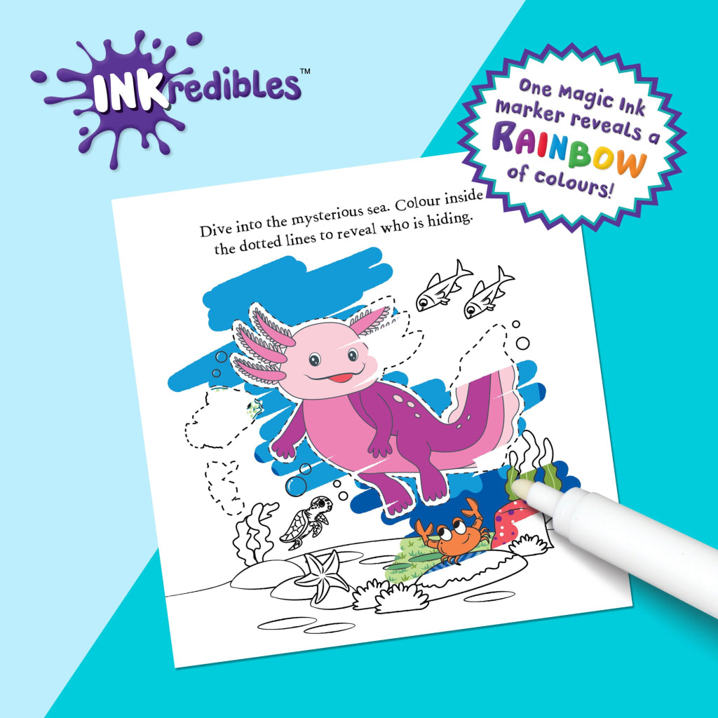 Hinkler Inkredibles: Adorable Axolotls Magic Ink Pictures Inkredibles