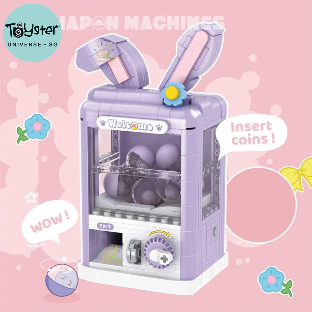 Huiqibao Girls Diy Fox/Rabbit Gashapon Game Machine Mini Building Blocks Set Decoration Model