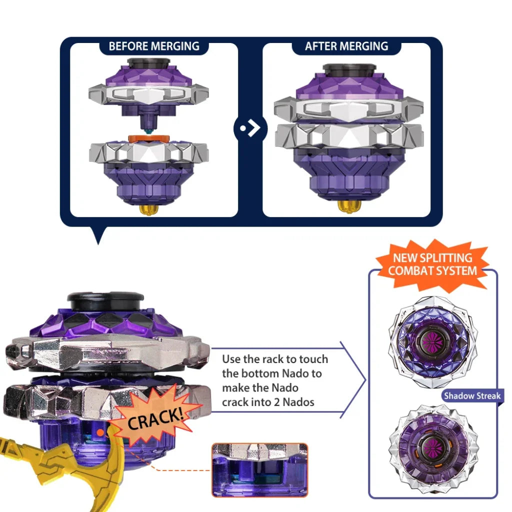 Infinity Nado 3 Original Crack Series 2 In1 Split Transforming Metal Gyro Battle Spinning Top