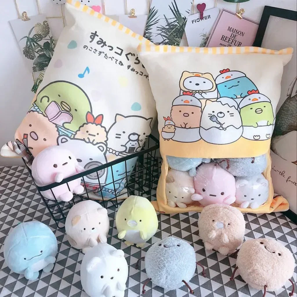 Japan Ramen Snack Throw Pillow In a Bag Stuffed - 8pcs monsters / about 35-45cm