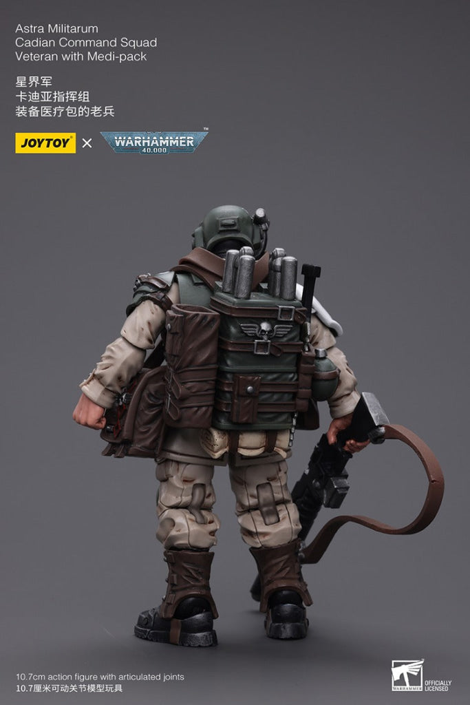 Joytoy Warhammer 40K Astra Militarum Cadian Command Squad Veteran With Medi-Pack Jt7943 Warhammer