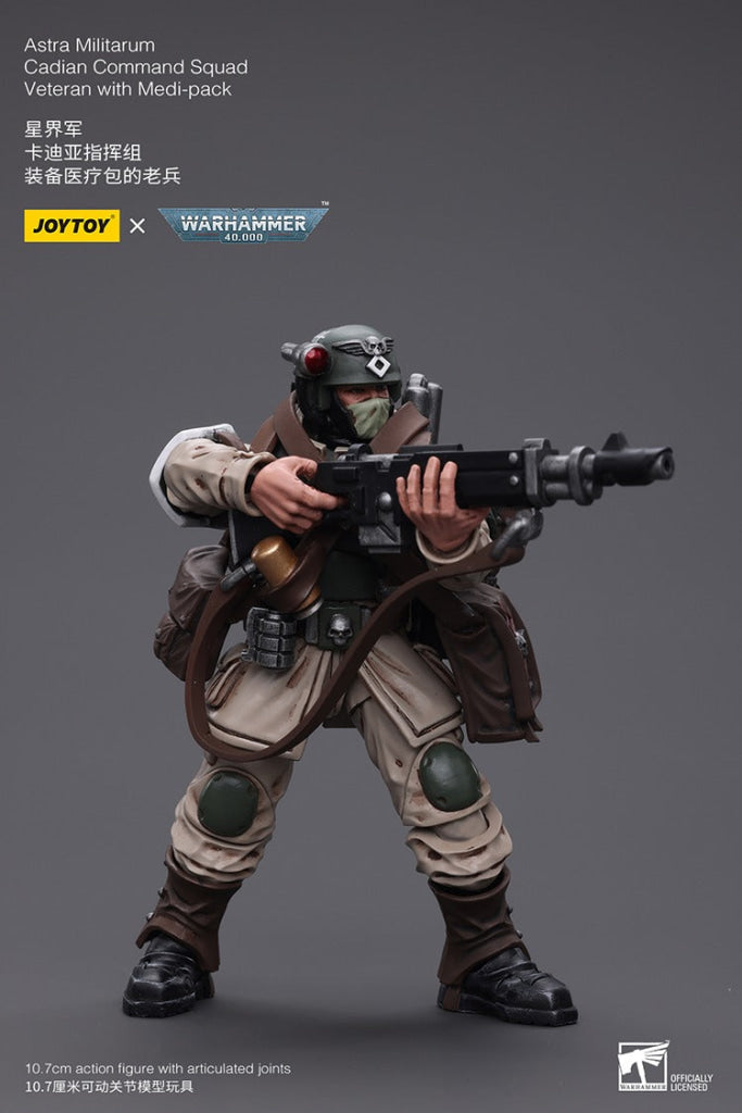 Joytoy Warhammer 40K Astra Militarum Cadian Command Squad Veteran With Medi-Pack Jt7943 Warhammer