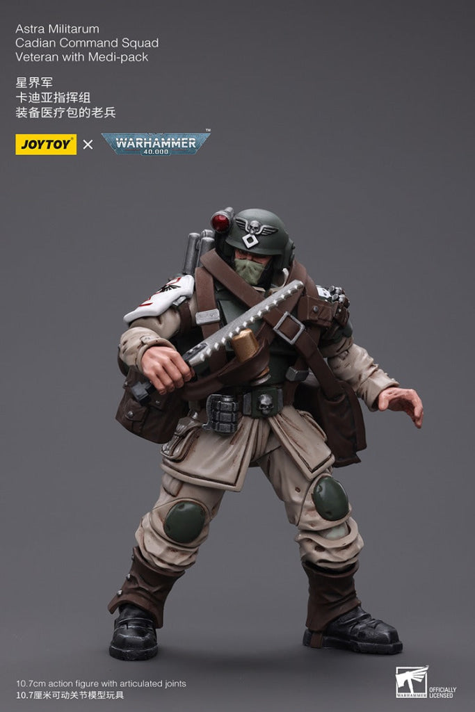 Joytoy Warhammer 40K Astra Militarum Cadian Command Squad Veteran With Medi-Pack Jt7943 Warhammer